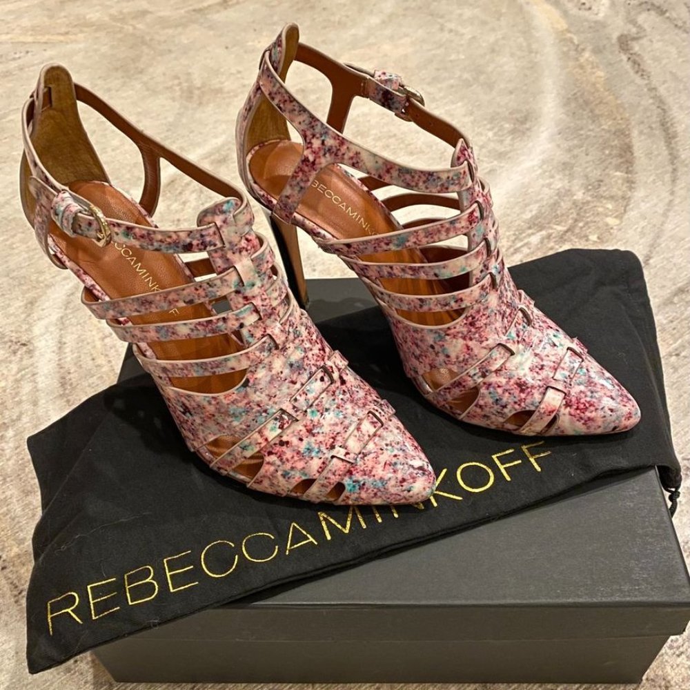 Rebecca Minkoff Randi Patent Floral Print Strappy Bootie